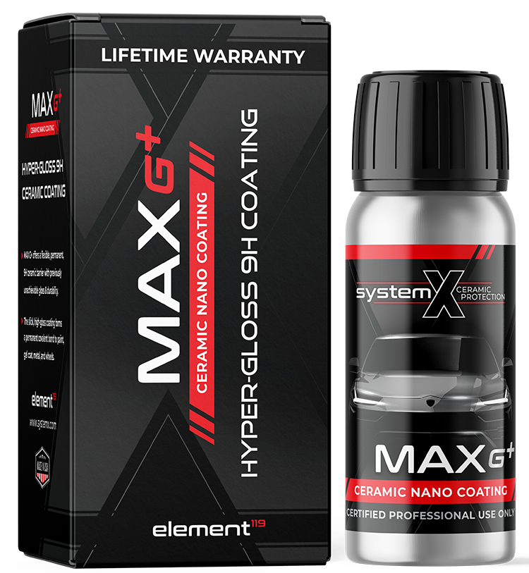 System X Max G+ hyper-gloss 9H ceramic coating with lifetime warranty