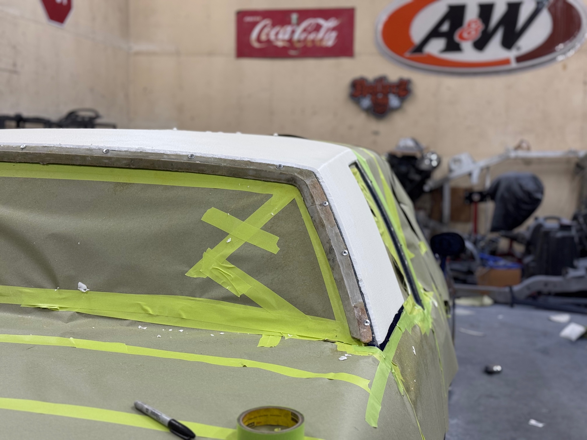 Roof skin prepped and primed for paint