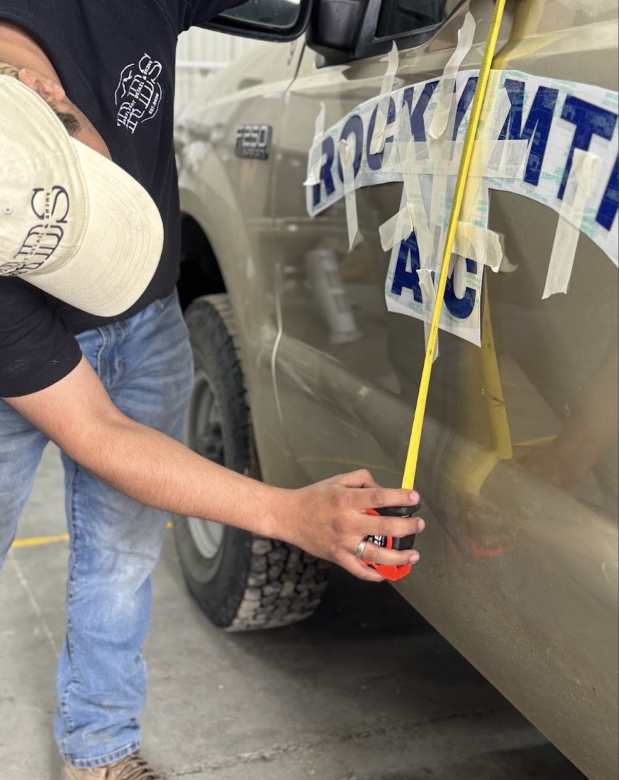 Rocky Mountain truck decal install with measured layout